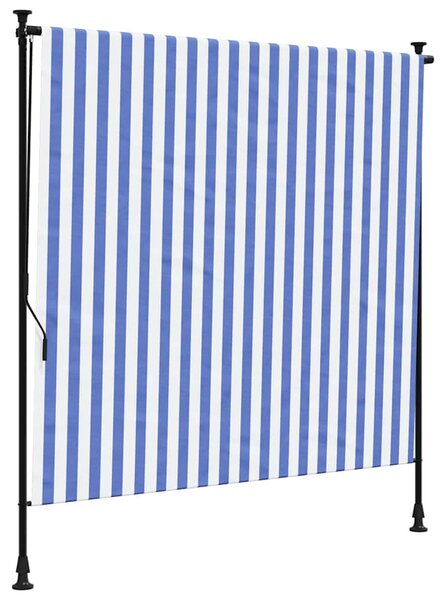 Vanjska roleta plavo-bijela 150 x 270 cm od tkanine i čelika - Plava / 150 x 270 cm