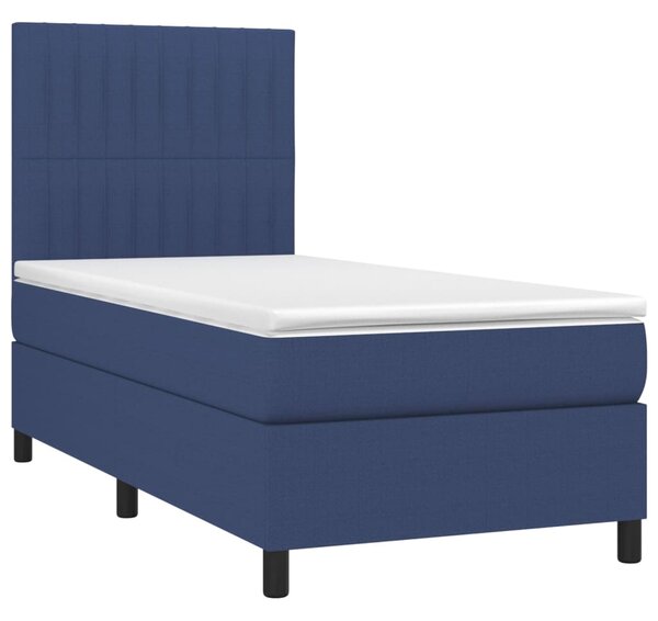 Krevet box spring s madracem LED plavi 90x190 cm od tkanine - Plava / 90 x 190 cm