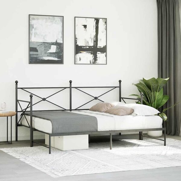 Krevet na rasklapanje bez madraca crni 75x190 cm čelik - Crna / 75 x 190 cm