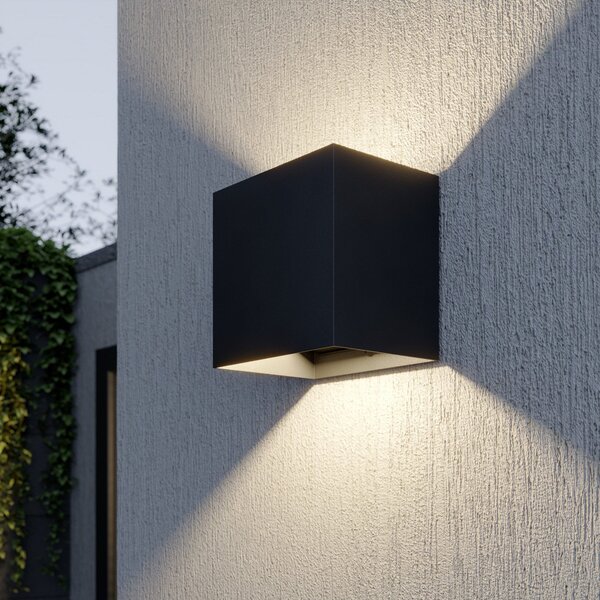Lucande LED vanjska zidna lampa Evie, 14 cm, antracit, gore/dolje, Sivo, Aluminij