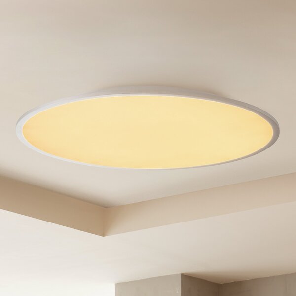 Lindby LED stropna svjetiljka Narima, CCT, Ø 80 cm, srebrna, prigušiva, Sivo, Kuhinja, Plastika
