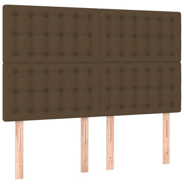 Krevet box spring s madracem LED tamnosmeđi 140x190 cm tkanina - Smeđa / 140 x 190 cm