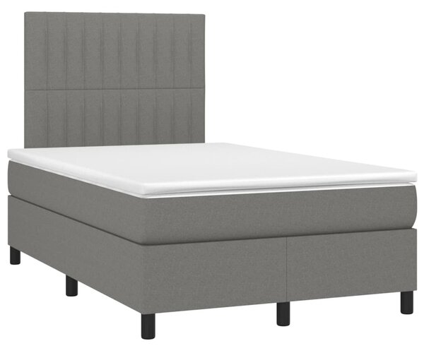 Krevet box spring s madracem LED tamnosivi 120 x 200 cm tkanina - Siva / 120 x 200 cm