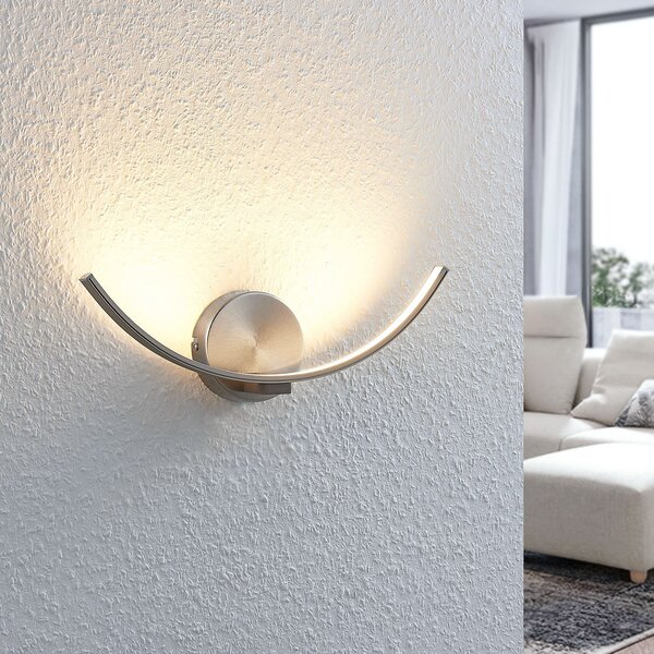Lindby LED zidna svjetiljka Iven, širina 34 cm, nikal, 3.000 K, Sivo, Dnevni boravak/blagovaonica, Metal
