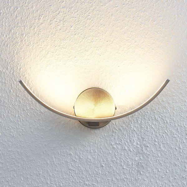 Lindby LED zidna svjetiljka Iven, širina 34 cm, nikal, 3.000 K, Sivo, Dnevni boravak/blagovaonica, Metal