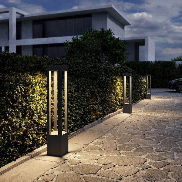 Arcchio LED stupić Lienna, 90 cm, siva, metal, IP65, Sivo, Aluminij