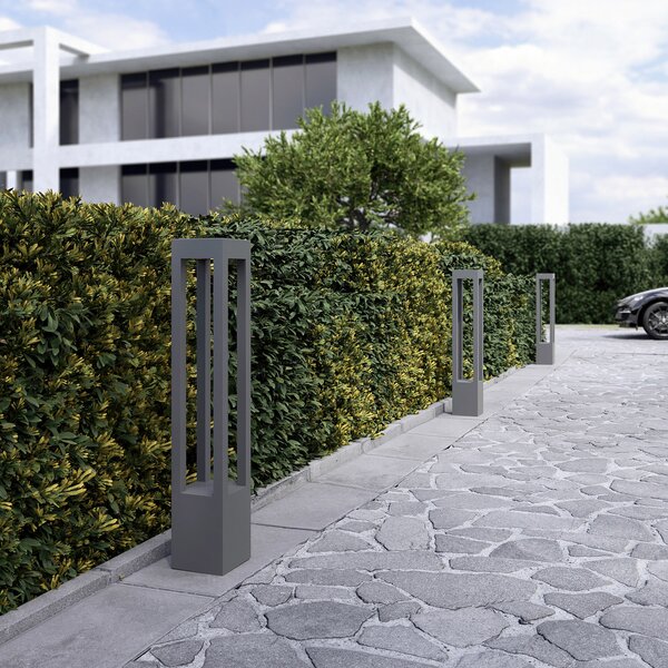 Arcchio LED stupić Lienna, 90 cm, siva, metal, IP65, Sivo, Aluminij