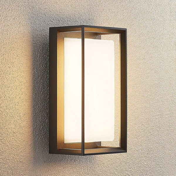 Arcchio Ismera vanjska zidna LED svjetiljka, antracit/opal, IP65, Crno, Metal