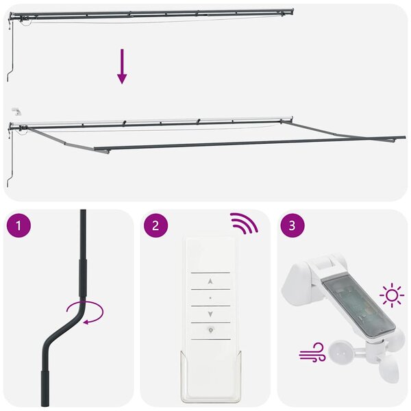Tenda na automatsko uvlačenje s LED svjetlima bordo 600x3500 cm - Bordo / 600 x 300 cm