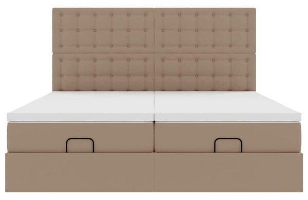 Otomanski krevet s madracima Cappuccino 180x200 cm umjetna koža - Smeđa / 180 x 200 cm