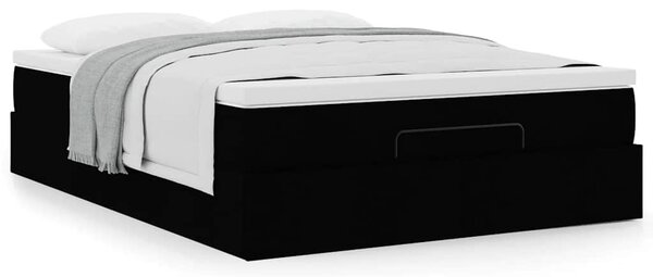 Otomanski krevet s madracem crni 140x190 cm umjetna koža - Crna / 140 x 190 cm