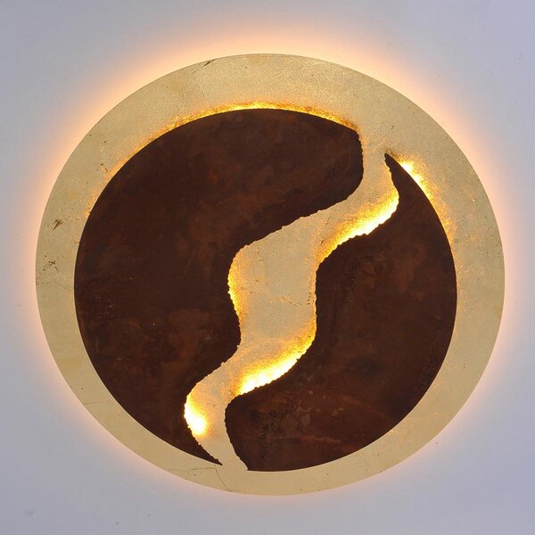 Paul Neuhaus Nevis LED stropna svjetiljka, okrugla, Ø 50 cm, smeđe-zlatna, prigušiva, Smeđa / hrđa, Dnevni boravak/blagovaonica, Metal