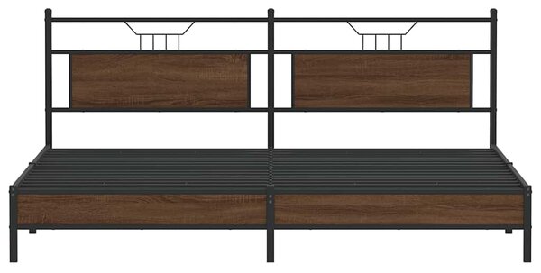 Metalni okvir kreveta bez madraca smeđa boja hrasta 193x201 cm - Smeđa / 193 x 201 cm