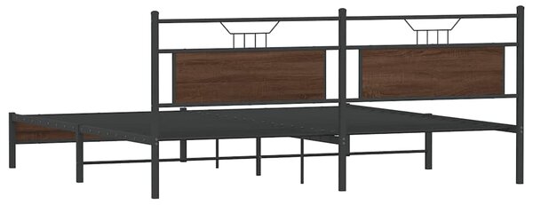 Metalni okvir kreveta bez madraca smeđa boja hrasta 193x201 cm - Smeđa / 193 x 201 cm