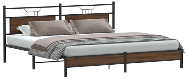 Metalni okvir kreveta bez madraca smeđa boja hrasta 193x201 cm - Smeđa / 193 x 201 cm