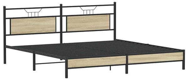 Metalni okvir kreveta bez madraca boja hrasta sonome 193x201 cm - Smeđa / 193 x 201 cm
