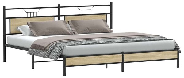 Metalni okvir kreveta bez madraca boja hrasta sonome 193x201 cm - Smeđa / 193 x 201 cm