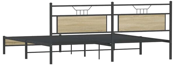 Metalni okvir kreveta bez madraca boja hrasta sonome 193x201 cm - Smeđa / 193 x 201 cm