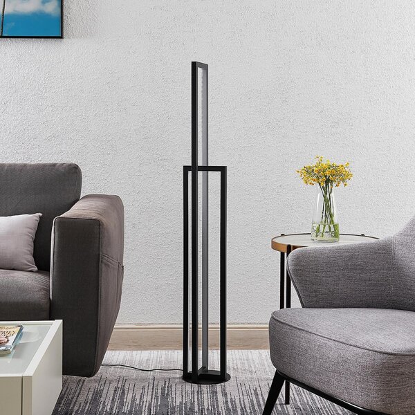 Lucande LED podna lampa Hylda, 123 cm, crna, aluminij, prigušiva, Crno, Dnevni boravak/blagovaonica, Metal