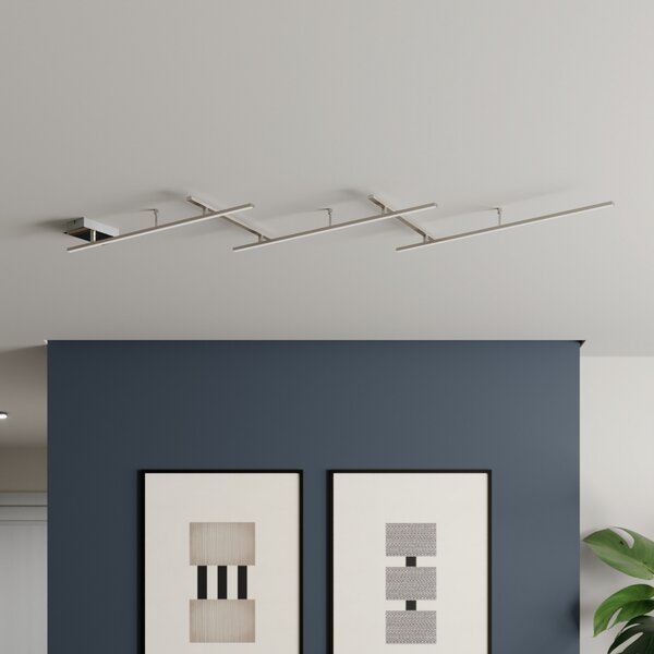 Trio Lighting Okretna LED stropna svjetiljka Indira, nikal s prigušivačem, prigušiva, Sivo, Dnevni boravak/blagovaonica, Metal