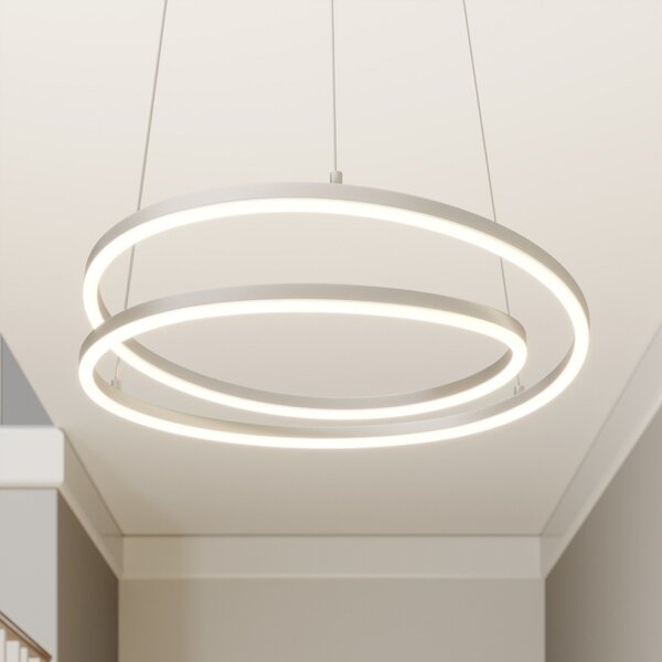 Lindby LED viseća lampa Davian, boja nikla, Ø 49 cm, mogućnost prigušivanja, prigušiva, Metalik, Dnevni boravak/blagovaonica, Aluminij
