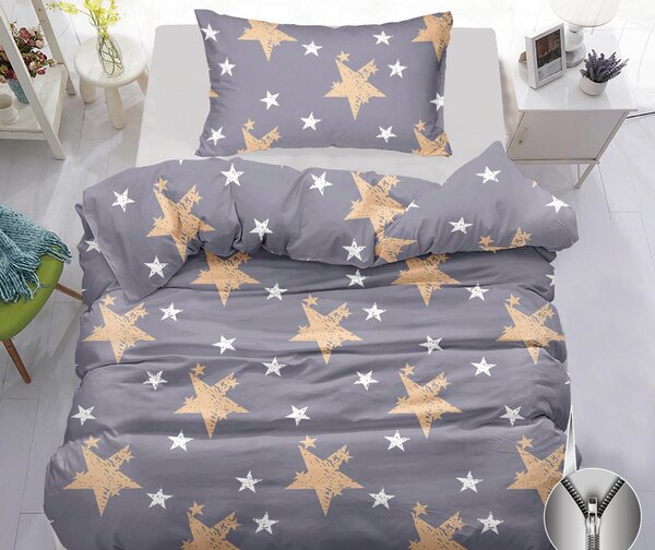 Pamučna posteljina GOLDEN STARS siva Dimenzije posteljine: 70 x 90 cm | 140 x 200 cm