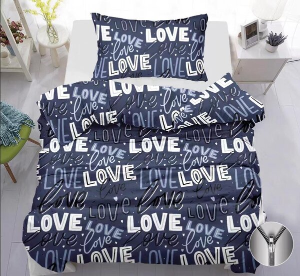 Pamučna posteljina TRUE LOVE plava Dimenzije posteljine: 70 x 90 cm | 140 x 200 cm