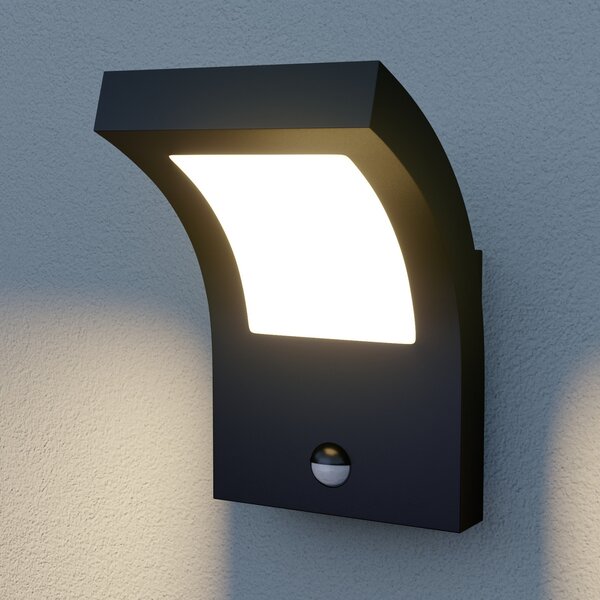 Arcchio LED vanjska zidna svjetiljka Advik, antracit, IP54, senzor, Crno, Aluminij
