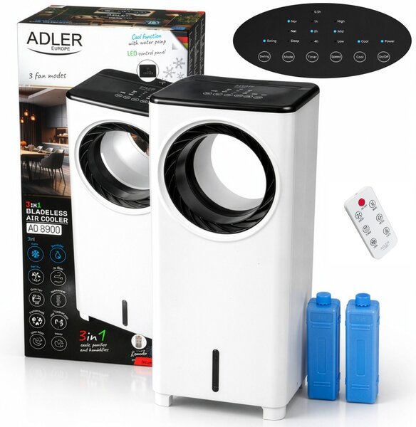 Prijenosni 3u1 vodeni klima uređaj daljinski upravljač 4l 80w dodir 360° cirkulacija zraka