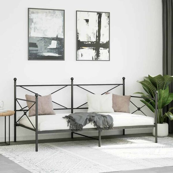 Dnevni krevet bez madraca crni 107x203 cm čelik - Crna / 107 x 203 cm
