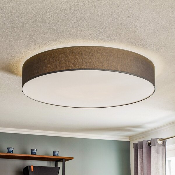 TK Lighting Stropna svjetiljka Rondo, siva Ø 80 cm, prigušiva, Sivo, spavaća soba, Tkanina / tekstil