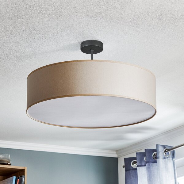 TK Lighting Stropna svjetiljka Rondo s daljinskim upravljačem, krem Ø 60 cm, prigušiva, Bež, spavaća soba, Tkanina / tekstil