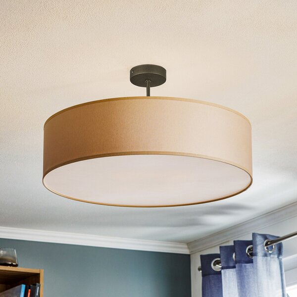TK Lighting Stropna svjetiljka Rondo s daljinskim upravljačem, krem Ø 60 cm, prigušiva, Bež, spavaća soba, Tkanina / tekstil
