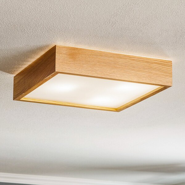 TEMAR LIGHTING Plafonjera Quatro DR s drvenim okvirom, 38,5 cm, prigušiva, Drvo, Dnevni boravak/blagovaonica, Drvo