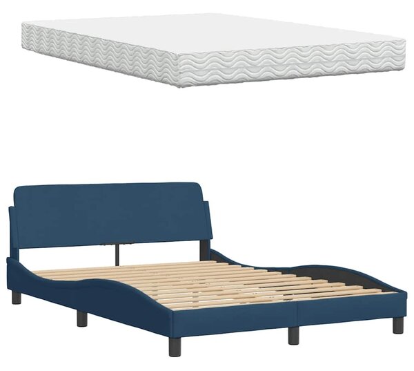 Krevet s madracem plavi 140 x 190 cm od tkanine - Plava / 140 x 190 cm
