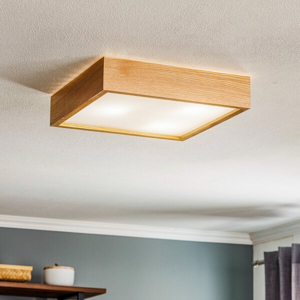 TEMAR LIGHTING Plafonjera Quatro DR s drvenim okvirom, 38,5 cm, prigušiva, Drvo, Dnevni boravak/blagovaonica, Drvo