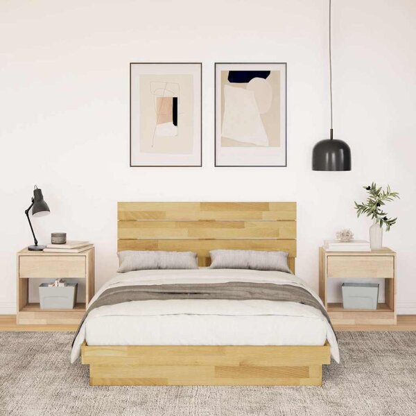 Okvir kreveta uzglavljem bez madraca 120x200 cm puno drvo hrast - Smeđa / 120 x 200 cm