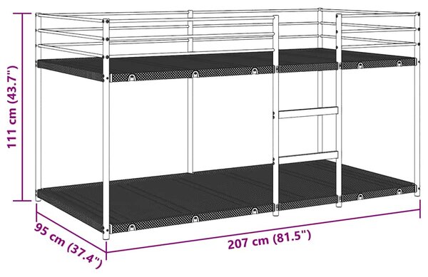 Krevet na kat bez madraca bijeli 90x200 cm čelik - Bijela / 90 x 200 cm