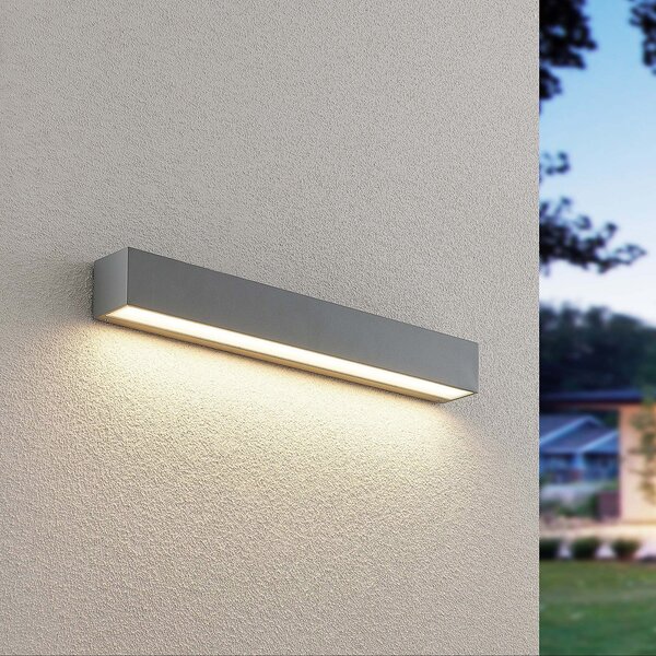 Lucande LED vanjska zidna svjetiljka Lengo, 50 cm, srebrna, downlight, 3000K, Metalik, Aluminij