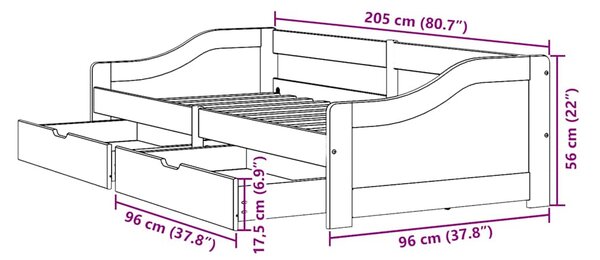 Dnevni krevet s 2 ladice bez madraca IRUN bijelo&roza 90x200 cm - Ružičasti / N/A