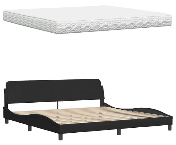 Krevet s madracem Hanko crni 200x200 cm od tkanine - Crna / 200 x 200 cm