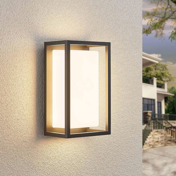 Lucande LED vanjska zidna svjetiljka Ilirian, antracit, aluminij, 15 cm, Crno, Aluminij