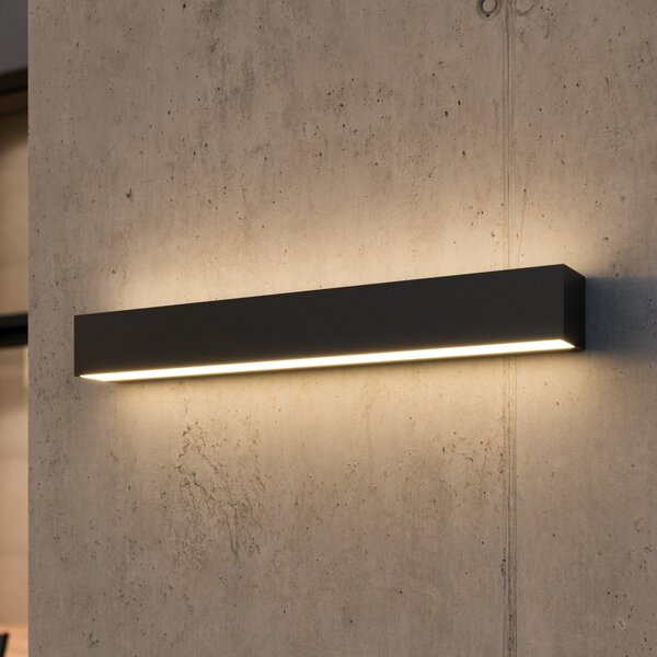 Lucande Lengo LED zidna svjetiljka, 50 cm, antracit, gore/dolje, 3000K, Crno, Aluminij