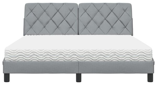 Krevet s madracem svjetlosiva 160x200 cm tkanina - Siva / 160 x 200 cm