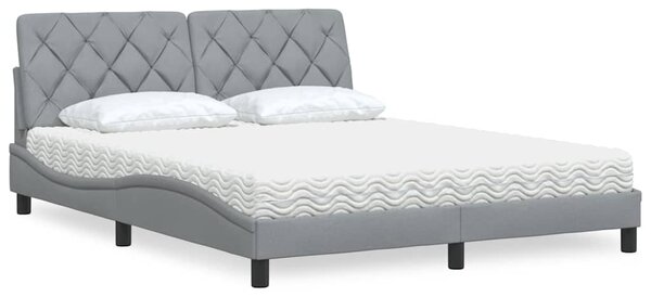 Krevet s madracem svjetlosiva 160x200 cm tkanina - Siva / 160 x 200 cm