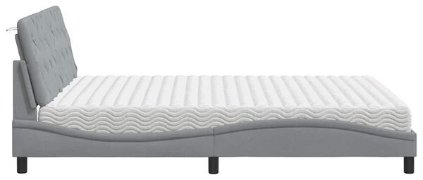 Krevet s madracem svjetlosiva 160x200 cm tkanina - Siva / 160 x 200 cm