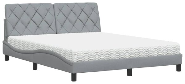 Krevet s madracem svjetlosiva 160x200 cm tkanina - Siva / 160 x 200 cm
