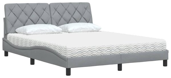 Krevet s madracem svjetlosiva 160x200 cm tkanina - Siva / 160 x 200 cm