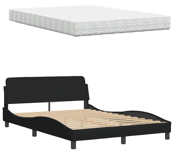 Krevet s madracem crni 120 x 200 cm od tkanine - Crna / 120 x 200 cm