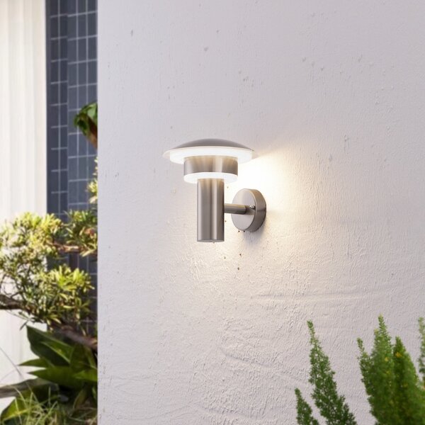 Lindby LED vanjska zidna svjetiljka Lillie, visina 19 cm, nehrđajući čelik, Metalik, Metal